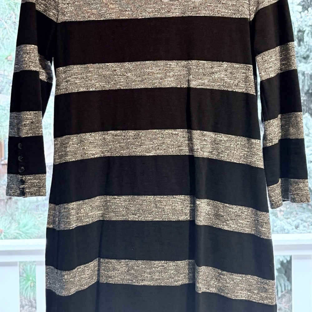 J. Crew Black and Gray Sweater Dress